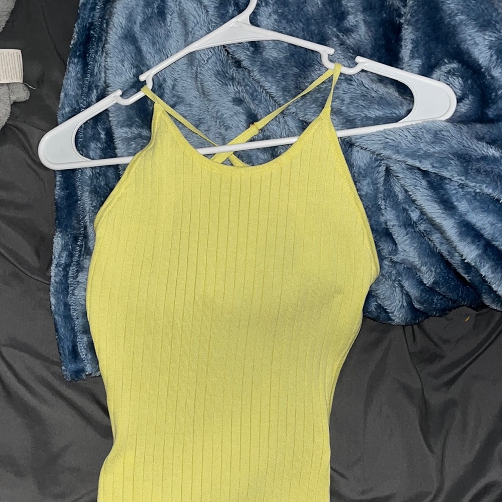 Yellow crisscross open back long dress